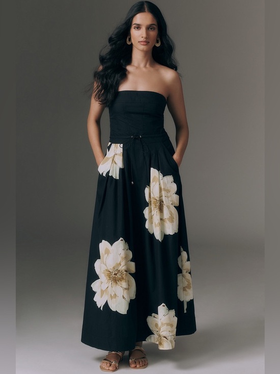 Anthropologie Dresses & Skirts - Anthropologie Maeve Strapless Waisted Maxi Dress Small